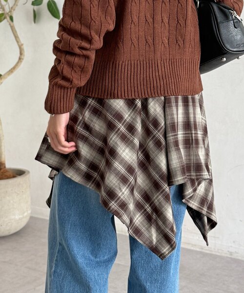 CPCM（シーピーシーエム）の「チェック巻きミニスカート（スカート・レディース・グリーン/ブラウン/レッド・FREE）」の7枚目の写真