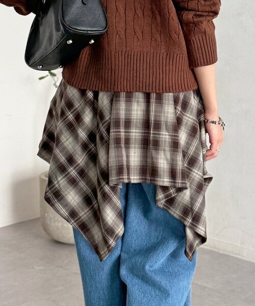 CPCM（シーピーシーエム）の「チェック巻きミニスカート（スカート・レディース・グリーン/ブラウン/レッド・FREE）」の8枚目の写真