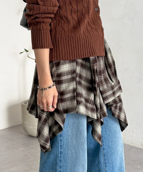 CPCM（シーピーシーエム）の「チェック巻きミニスカート（スカート・レディース・グリーン/ブラウン/レッド・FREE）」の10枚目の写真