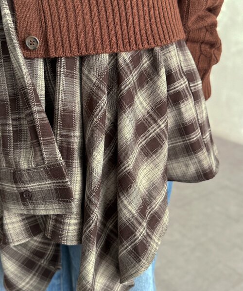 CPCM（シーピーシーエム）の「チェック巻きミニスカート（スカート・レディース・グリーン/ブラウン/レッド・FREE）」の13枚目の写真