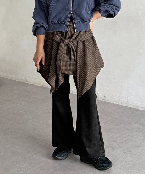 CPCM（シーピーシーエム）の「チェック巻きミニスカート（スカート・レディース・グリーン/ブラウン/レッド・FREE）」の14枚目の写真