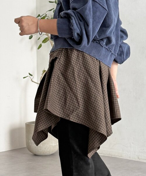 CPCM（シーピーシーエム）の「チェック巻きミニスカート（スカート・レディース・グリーン/ブラウン/レッド・FREE）」の17枚目の写真