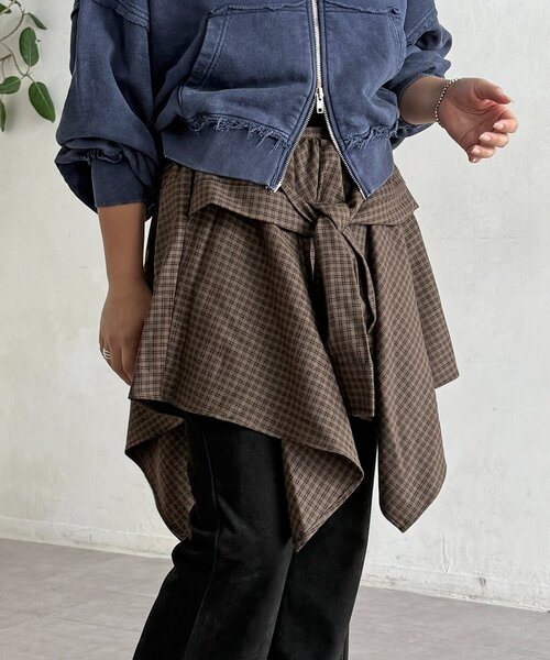 CPCM（シーピーシーエム）の「チェック巻きミニスカート（スカート・レディース・グリーン/ブラウン/レッド・FREE）」の20枚目の写真