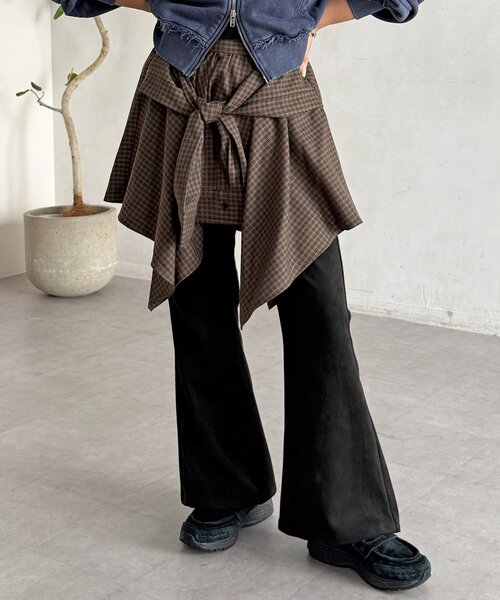 CPCM（シーピーシーエム）の「チェック巻きミニスカート（スカート・レディース・グリーン/ブラウン/レッド・FREE）」の21枚目の写真