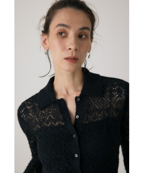 crie conforto(クリーコンフォルト)の「スカシ編みニットポロカーディガン 秋服 / 長袖(ニット/セーター・レディース・ライトイエロー/オフホワイト/ブラック・FREE)」の5枚目の写真