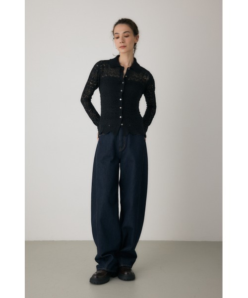 crie conforto(クリーコンフォルト)の「スカシ編みニットポロカーディガン 秋服 / 長袖(ニット/セーター・レディース・ライトイエロー/オフホワイト/ブラック・FREE)」の7枚目の写真