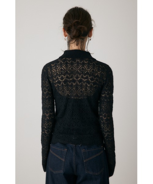 crie conforto(クリーコンフォルト)の「スカシ編みニットポロカーディガン 秋服 / 長袖(ニット/セーター・レディース・ライトイエロー/オフホワイト/ブラック・FREE)」の10枚目の写真