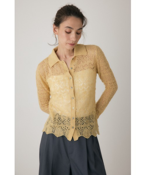 crie conforto(クリーコンフォルト)の「スカシ編みニットポロカーディガン 秋服 / 長袖(ニット/セーター・レディース・ライトイエロー/オフホワイト/ブラック・FREE)」の18枚目の写真