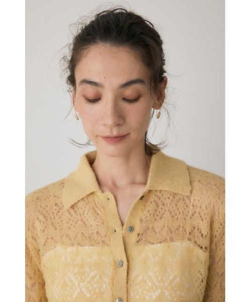 crie conforto(クリーコンフォルト)の「スカシ編みニットポロカーディガン 秋服 / 長袖(ニット/セーター・レディース・ライトイエロー/オフホワイト/ブラック・FREE)」の19枚目の写真
