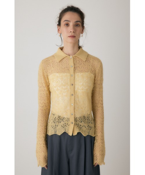 crie conforto(クリーコンフォルト)の「スカシ編みニットポロカーディガン 秋服 / 長袖(ニット/セーター・レディース・ライトイエロー/オフホワイト/ブラック・FREE)」の20枚目の写真