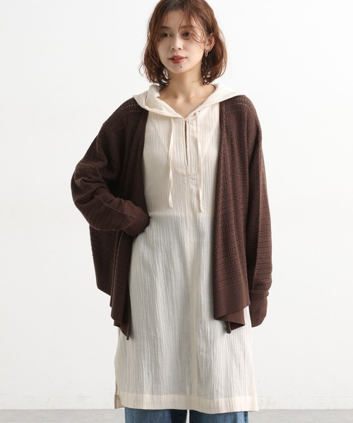 studio CLIP(スタディオクリップ)の「カフタンフードシャツワンピース(ワンピース・レディース・アイボリー/ネイビー・FREE)」の1枚目の写真