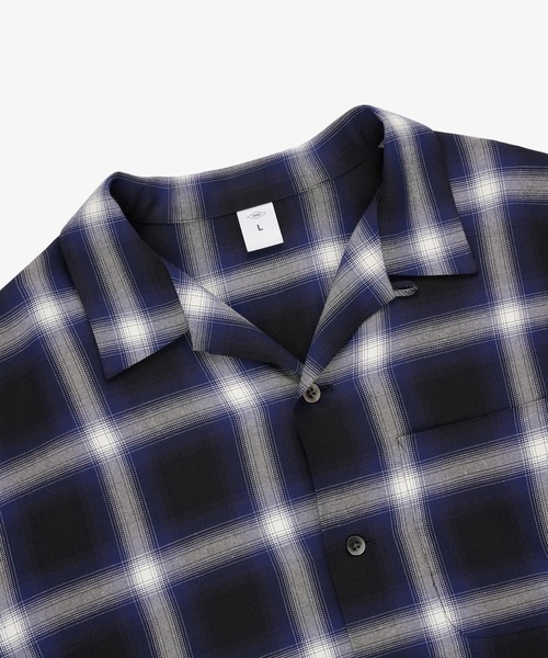 FRONT 11201 チェックオープンカラーシャツ M Open Collar Shirt/ Ombre Check Rayon Gabardine – FRONT 11201