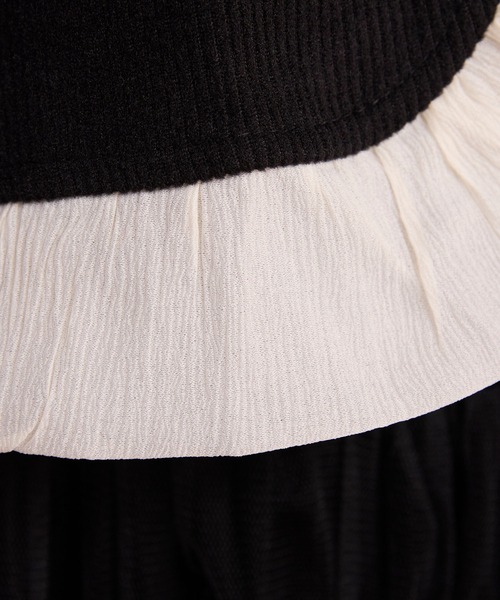 BONLECILL noir（ボンルシールノワール）の「【BONLECILL noir】フリルドッキングゴールドボタンコンパクトカーディガン（カーディガン/ボレロ・レディース・ブラウン/アイボリー/ブラック・FREE）」の17枚目の写真