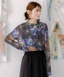 ScoLar | ScoLar(スカラー) アート花柄チュールロンT(Tシャツ/カットソー)