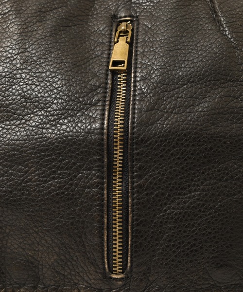 FUNALIVE（ファンアライブ）の「ABETTOR ヴィンテージ加工フェイクレザーセンターZIPデザインスモールDAY BAG（バックパック/リュック・メンズ・ブラック/ブラック系その他・FREE）」の8枚目の写真