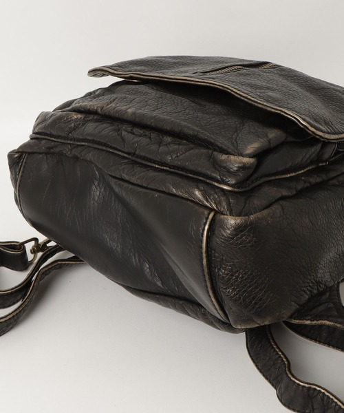 FUNALIVE（ファンアライブ）の「ABETTOR ヴィンテージ加工フェイクレザーセンターZIPデザインスモールDAY BAG（バックパック/リュック・メンズ・ブラック/ブラック系その他・FREE）」の15枚目の写真