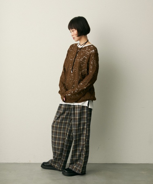 full/fill.（フルフィル）の「check easy pants / チェックイージーパンツ（その他パンツ・レディース・ブラック/ブラウン・FREE）」の8枚目の写真