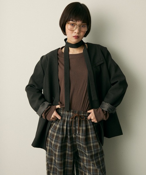 full/fill.（フルフィル）の「check easy pants / チェックイージーパンツ（その他パンツ・レディース・ブラック/ブラウン・FREE）」の10枚目の写真