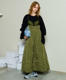 J1Uモノグラム柄キルティングワンピース カーキ J1Uモノグラム柄