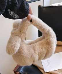 もこもこファーリボン仕様ハンドバッグ