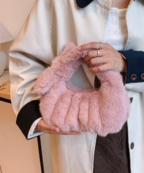 Ritzy（リッツィー）の「もこもこファーリボン仕様ハンドバッグ（ハンドバッグ・レディース・ブラック/ホワイト/ピンク/ベージュ・FREE）」の6枚目の写真