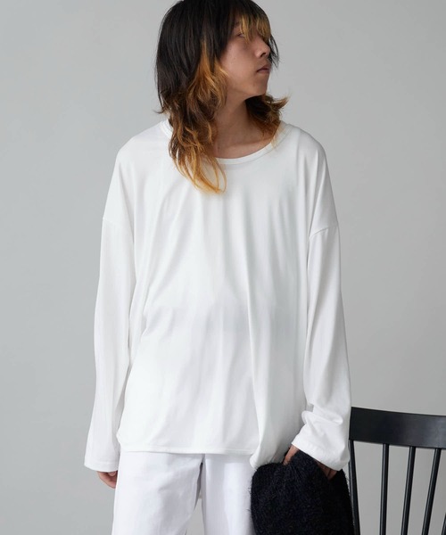 Theater code（シアターコード）の「Oversized Drop-Shoulder Long-Sleeve T-Shirt / オーバーサイズ ドロップショルダー ロングスリーブTシャツ 2026年春夏春服 夏服（Tシャツ/カットソー・メンズ・ブラック/ホワイト・FREE）」の3枚目の写真