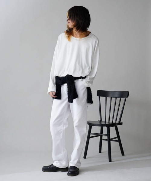 Theater code（シアターコード）の「Oversized Drop-Shoulder Long-Sleeve T-Shirt / オーバーサイズ ドロップショルダー ロングスリーブTシャツ 2026年春夏春服 夏服（Tシャツ/カットソー・メンズ・ブラック/ホワイト・FREE）」の6枚目の写真