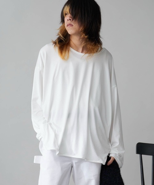 Theater code（シアターコード）の「Oversized Drop-Shoulder Long-Sleeve T-Shirt / オーバーサイズ ドロップショルダー ロングスリーブTシャツ 2026年春夏春服 夏服（Tシャツ/カットソー・メンズ・ブラック/ホワイト・FREE）」の11枚目の写真