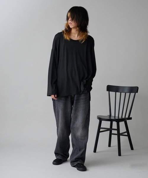 Theater code（シアターコード）の「Oversized Drop-Shoulder Long-Sleeve T-Shirt / オーバーサイズ ドロップショルダー ロングスリーブTシャツ 2026年春夏春服 夏服（Tシャツ/カットソー・メンズ・ブラック/ホワイト・FREE）」の18枚目の写真