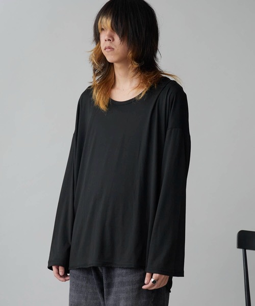 Theater code（シアターコード）の「Oversized Drop-Shoulder Long-Sleeve T-Shirt / オーバーサイズ ドロップショルダー ロングスリーブTシャツ 2026年春夏春服 夏服（Tシャツ/カットソー・メンズ・ブラック/ホワイト・FREE）」の19枚目の写真