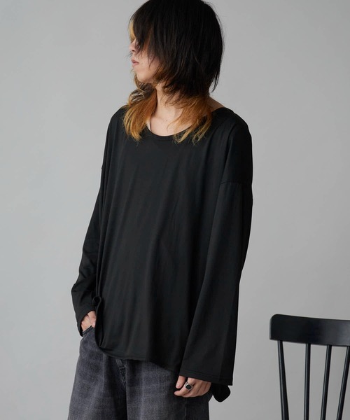 Theater code（シアターコード）の「Oversized Drop-Shoulder Long-Sleeve T-Shirt / オーバーサイズ ドロップショルダー ロングスリーブTシャツ 2026年春夏春服 夏服（Tシャツ/カットソー・メンズ・ブラック/ホワイト・FREE）」の21枚目の写真