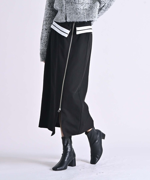 RAW FUDGE(ローファッジ)の「配色ウエストラインスカート(スカート・レディース・ベージュ/ブラック・M)」の2枚目の写真