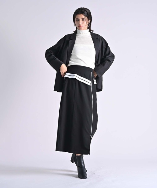 RAW FUDGE(ローファッジ)の「配色ウエストラインスカート(スカート・レディース・ベージュ/ブラック・M)」の4枚目の写真