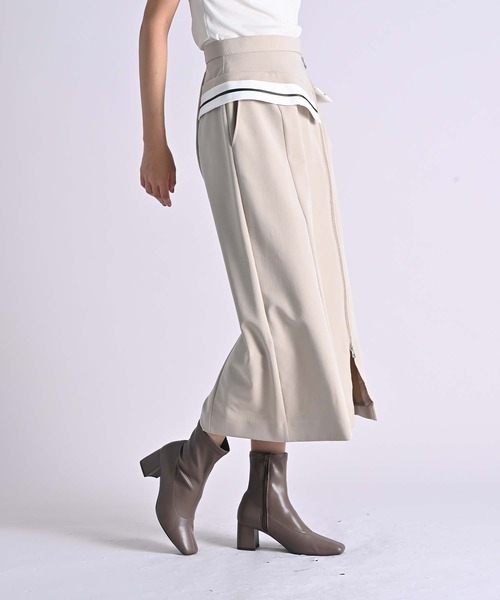 RAW FUDGE(ローファッジ)の「配色ウエストラインスカート(スカート・レディース・ベージュ/ブラック・M)」の8枚目の写真