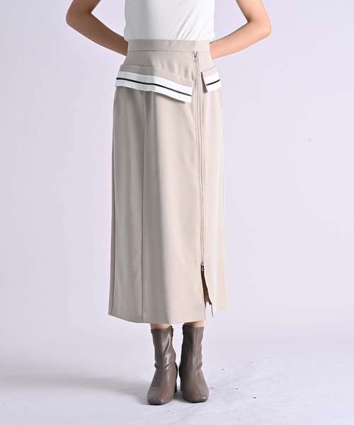 RAW FUDGE(ローファッジ)の「配色ウエストラインスカート(スカート・レディース・ベージュ/ブラック・M)」の9枚目の写真