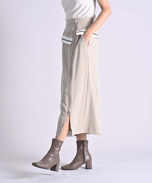 RAW FUDGE(ローファッジ)の「配色ウエストラインスカート(スカート・レディース・ベージュ/ブラック・M)」の10枚目の写真