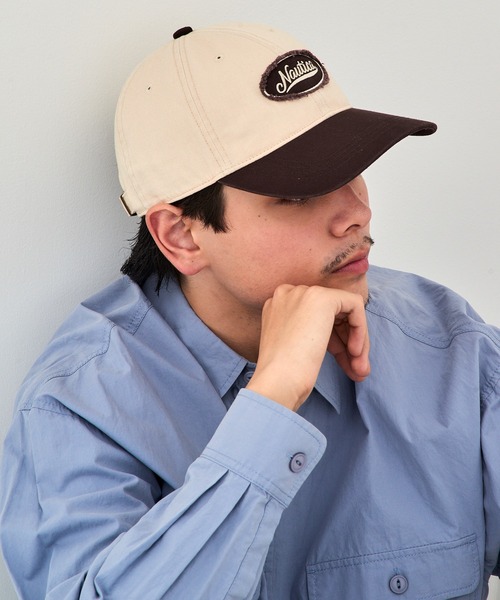 NAUTICA（ノーティカ）の「【NAUTICA】ノーティカ EMB PATCH WASHED 6P CAP キャップ 刺繍ワッペン ツートンカラー ユーズド加工 NT156（キャップ・メンズ・ブラック/ブラウン・FREE）」の2枚目の写真