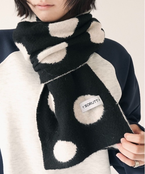 Port（ポート）の「【 SORUTT / ソルト 】 ドット柄 ニット マフラー #（マフラー・レディース・ブラック/ベージュ・FREE）」の7枚目の写真