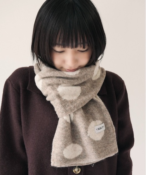 Port（ポート）の「【 SORUTT / ソルト 】 ドット柄 ニット マフラー #（マフラー・レディース・ブラック/ベージュ・FREE）」の14枚目の写真