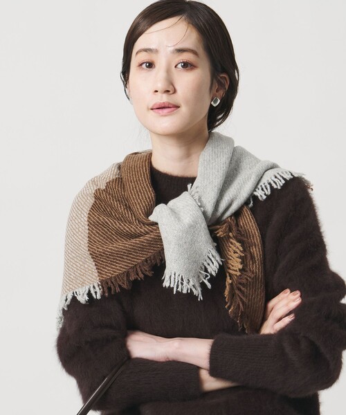 elegancese（エレガンセーゼ）の「＜elegancese＞カシミヤ SQ FRG ストール（ストール/ショール・レディース・ブラウン系/ピンク・FREE）」の2枚目の写真