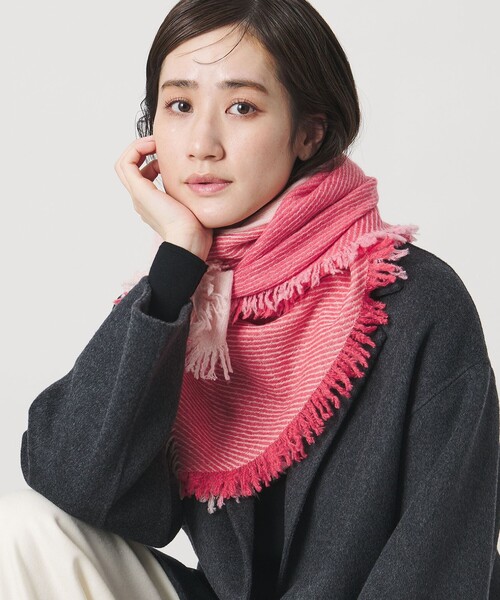 elegancese（エレガンセーゼ）の「＜elegancese＞カシミヤ SQ FRG ストール（ストール/ショール・レディース・ブラウン系/ピンク・FREE）」の4枚目の写真