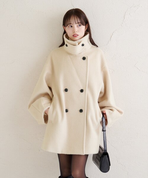 mystic（ミスティック）の「ウール混 シャギーミドルコート（その他アウター・レディース・チャコールグレー/ブラウン/アイボリー・1/2）」の7枚目の写真