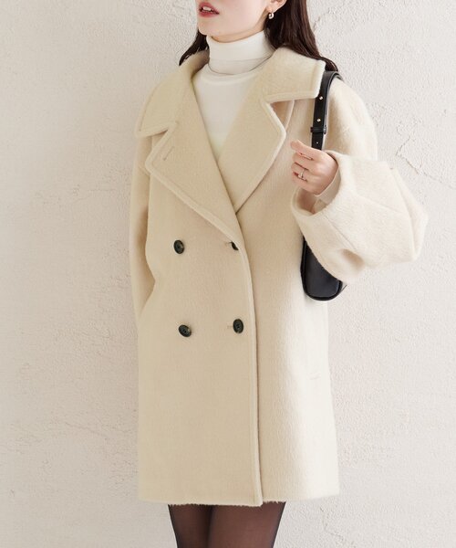 mystic（ミスティック）の「ウール混 シャギーミドルコート（その他アウター・レディース・チャコールグレー/ブラウン/アイボリー・1/2）」の9枚目の写真