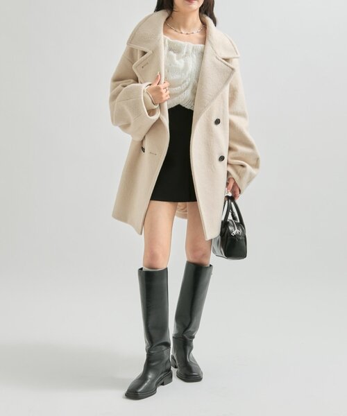 mysticシャギーミドルコート パル PAL 【mystic】シャギーミドルコート （green