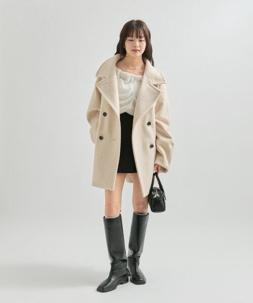 ウール混 シャギーミドルコート（その他アウター）｜mystic