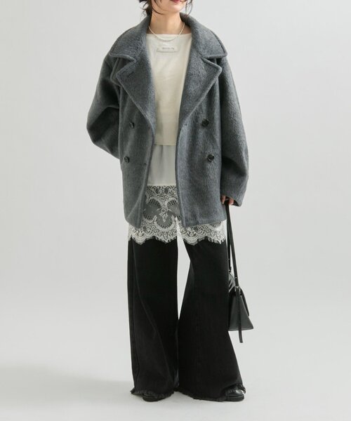 ウール混 シャギーミドルコート（その他アウター）｜mystic