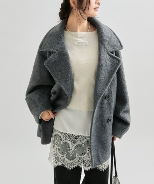 mysticミスティックシャギーミドルコートSブラック WEB/限定店舗】シャギーミドルコート（その他アウター）｜mystic