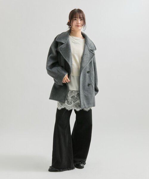 ウール混 シャギーミドルコート（その他アウター）｜mystic