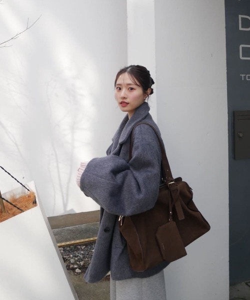 ウール混 シャギーミドルコート（その他アウター）｜mystic