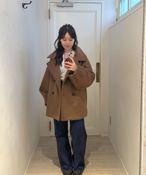 ウール混 シャギーミドルコート（その他アウター）｜mystic